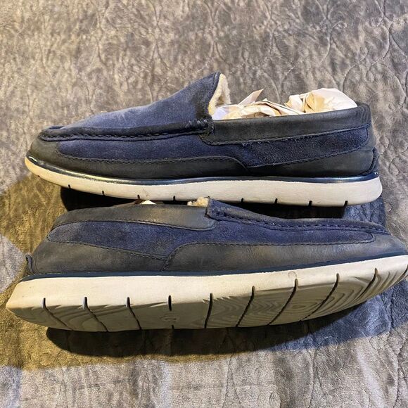 UGG Fascot Slip On Sheepskin Lined Shoes Dark Navy Suede Upper Men’s Size 9